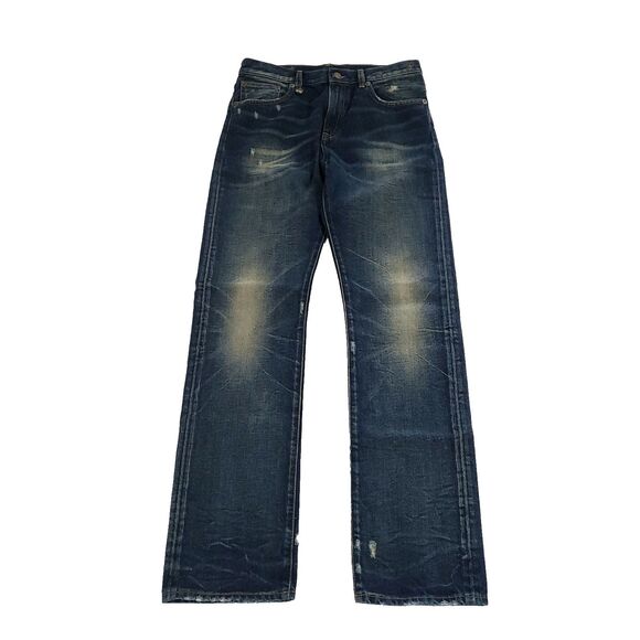 R13 The Classic straight leg Italy Jeans 28 Indigo R13W0189-197 distressed US 8 - Picture 1 of 16